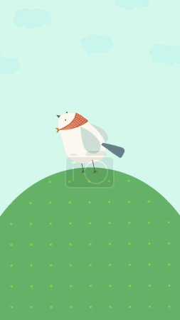 Téléchargez les illustrations : Illustration vectorielle oiseau sur pelouse - en licence libre de droit
