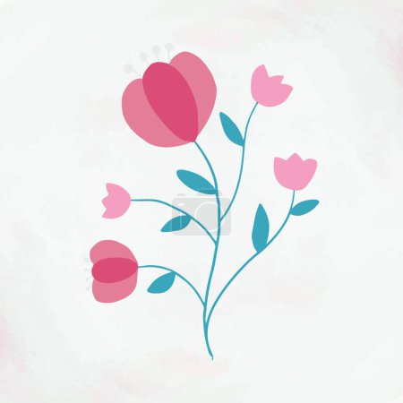 Téléchargez les illustrations : Illustration vectorielle couleur avec fleurs - en licence libre de droit
