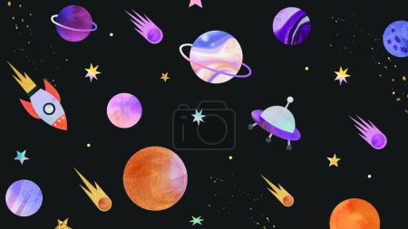 Illustration for Space, colorful vector illustration - Royalty Free Image