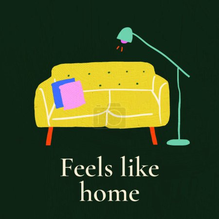 Illustration for Feels like home, sofa with lamp, vector illustration - Royalty Free Image