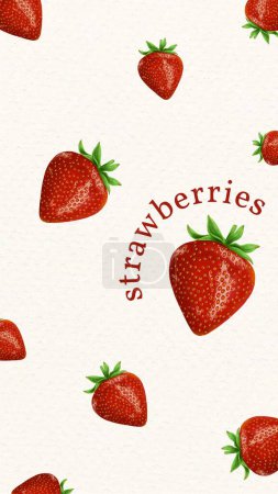Illustration for Mobile Wallpaper with strawberries modern vector illustration - Royalty Free Image