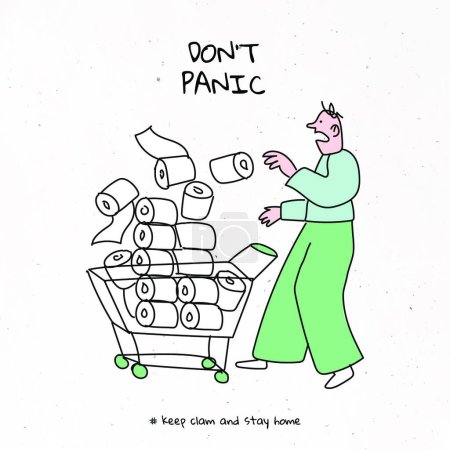 Ilustración de Higiene personal papel higiénico, concepto de pánico - Imagen libre de derechos