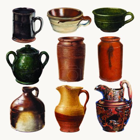 Illustration for Set of vintage  jugs - Royalty Free Image