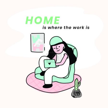 Ilustración de Home es donde el trabajo es vector - Imagen libre de derechos