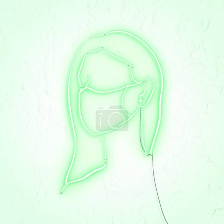 Téléchargez les illustrations : Femme avec signe vert néon. illustration vectorielle. - en licence libre de droit