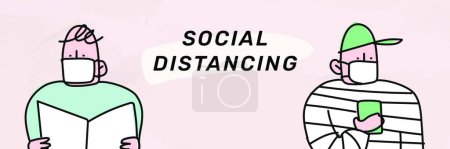 Téléchargez les illustrations : Distance sociale, concept de socialisation - en licence libre de droit
