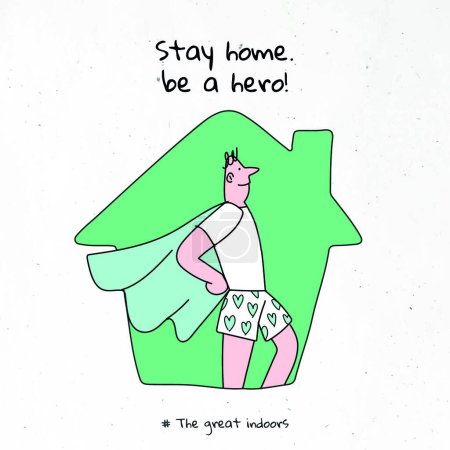 Ilustración de Quédate en casa sé un héroe - Imagen libre de derechos