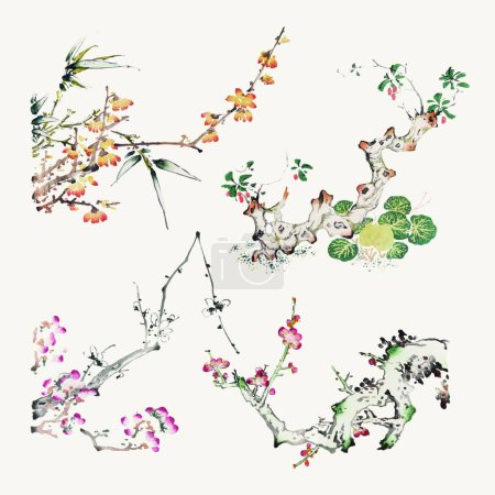 Téléchargez les illustrations : Modèle de carte de vœux floral dessiné à la main - en licence libre de droit