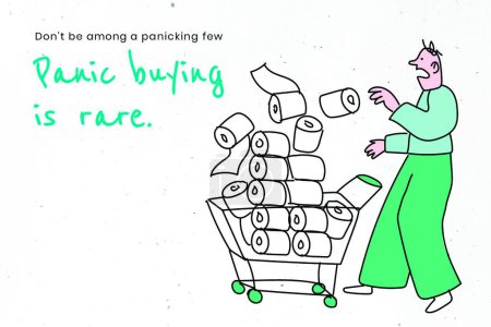 Illustration for Avoid panic buying and stockpiling. This image is part our collaboration with the Behavioural Sciences team - Royalty Free Image