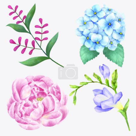 Illustration for Flowers set    vector illustration - Royalty Free Image