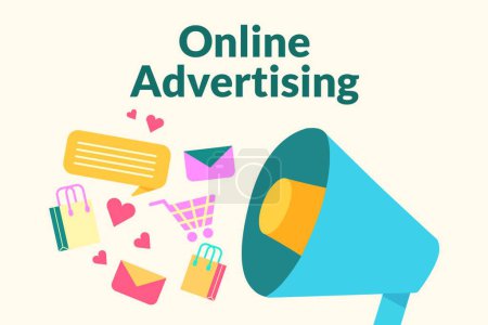 Illustration for Online advertising, colored vector illustration - Royalty Free Image