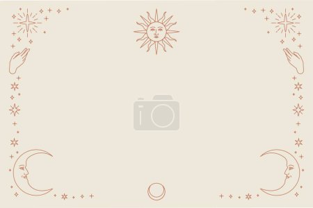 Illustration for Esoteric frame with sun and moon pattern - Royalty Free Image