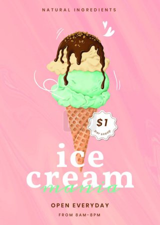 Téléchargez les illustrations : Illustration vectorielle de fond crème glacée - en licence libre de droit