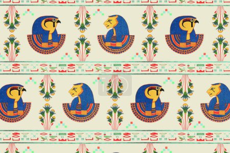 Illustration for Vector illustration of Egyptian god  seamless pattern background - Royalty Free Image