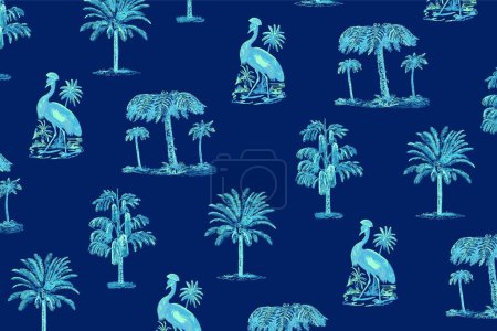 Téléchargez les illustrations : Modèle de palmier vecteur sans couture - en licence libre de droit