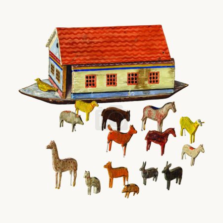 Ilustración de Acuarela animales de granja y granja - Imagen libre de derechos