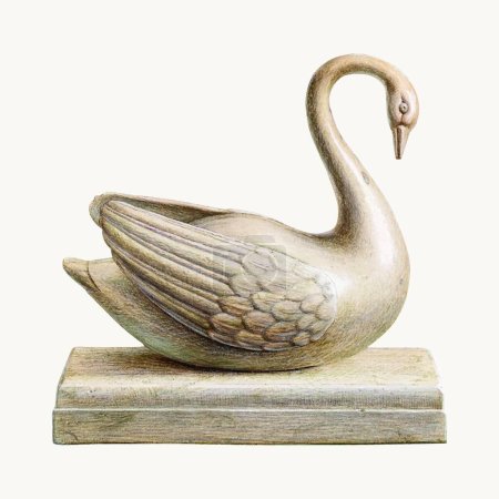 Ilustración de 3d ilustración de una antigua escultura de un cisne - Imagen libre de derechos