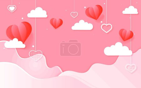 Illustration for Valentines day greeting card design template with hearts - Royalty Free Image