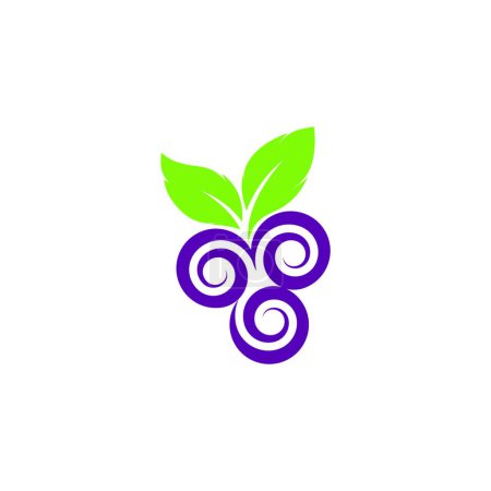 Téléchargez les illustrations : Modèle de logo de raisin illustration d'icône vectorielle - en licence libre de droit