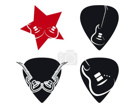 Téléchargez les illustrations : Illustration vectorielle moderne du logo de la guitare - en licence libre de droit