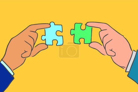 Illustration for Hands with puzzles  vector illustration - Royalty Free Image