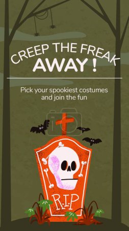 Illustration for Halloween celebration card. Colorful vector template - Royalty Free Image