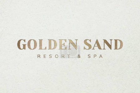 Téléchargez les illustrations : Golden sand resort and spa Text vector illustration - en licence libre de droit