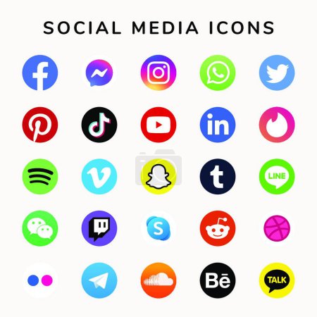 Ilustración de Iconos de medios y redes sociales - Imagen libre de derechos
