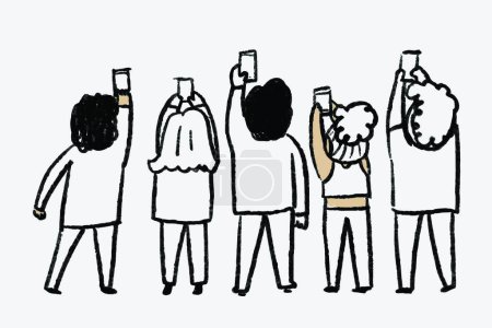 Illustration for People taking selfie, vector illustration - Royalty Free Image