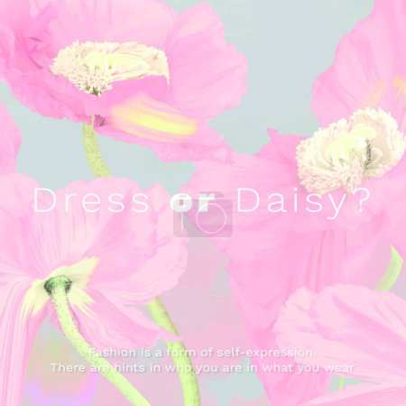 Illustration for Phrase dress or daisy on pink - Royalty Free Image