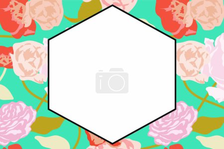 Illustration for Colorful floral frame, greeting card template - Royalty Free Image