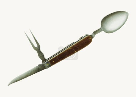 Ilustración de Un tenedor y un cuchillo sobre un fondo blanco - Imagen libre de derechos