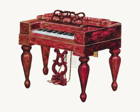 Illustration for Illustration of vintage red  piano - Royalty Free Image