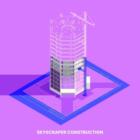 Téléchargez les illustrations : "Skyscraper Construction Concept "illustration vectorielle - en licence libre de droit