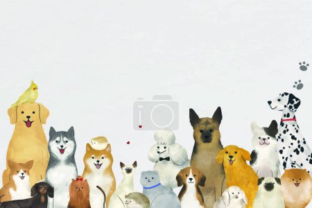 Téléchargez les illustrations : Collection d'animaux mignons, illustration vectorielle colorée - en licence libre de droit
