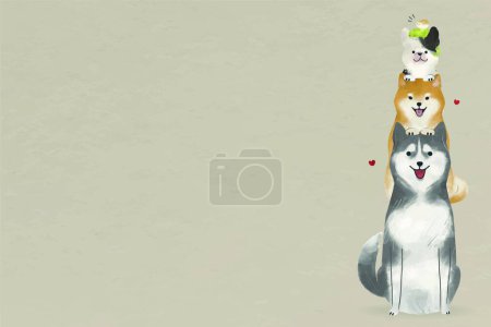 Illustration for Cute cartoon husky dog and a cat. funny dogs with a cats - Royalty Free Image