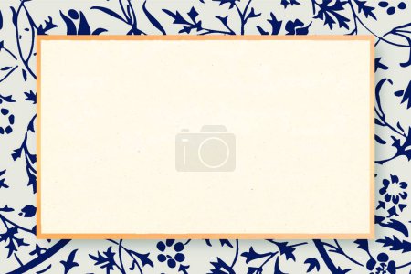 Illustration for Blank white paper on the blue floral background - Royalty Free Image