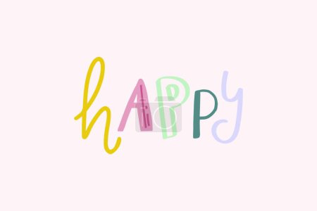 Illustration for Happy word with hand - drawn lettering. - Royalty Free Image