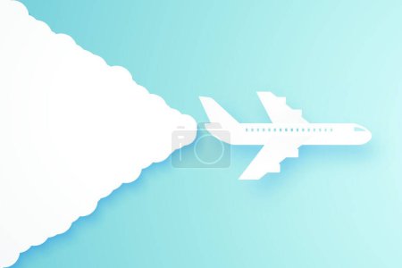 Ilustración de Avión volando en el cielo, estilo de arte de papel - Imagen libre de derechos