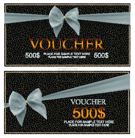 Illustration for Gift voucher with ribbon, vector - Royalty Free Image