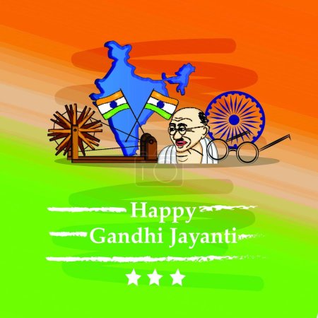 Ilustración de Gandhi Jayanti fondo, colorido vector de ilustración - Imagen libre de derechos