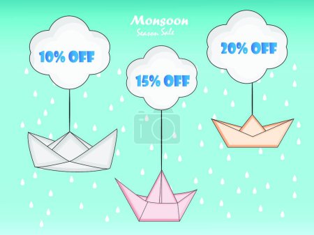 Illustration for Monsoon season background, colorful vector illustration - Royalty Free Image