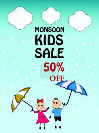 Illustration for Monsoon season background modern vector illustration - Royalty Free Image