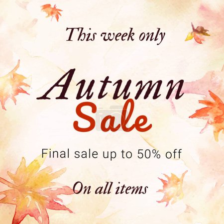 Photo for "Autumn sale watercolor template vector fashion social media ad" - Royalty Free Image