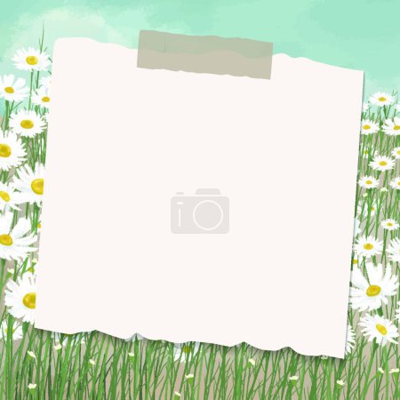 Illustration for Blank white paper with flowers - Royalty Free Image