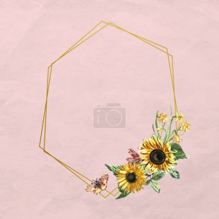Ilustración de Marco floral colorido, plantilla de tarjeta de felicitación - Imagen libre de derechos