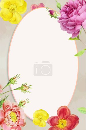 Ilustración de Marco floral colorido, plantilla de tarjeta de felicitación - Imagen libre de derechos