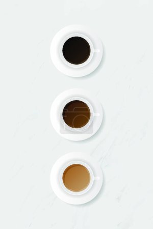 Téléchargez les illustrations : Coffret tasses à café, illustration vectorielle colorée - en licence libre de droit