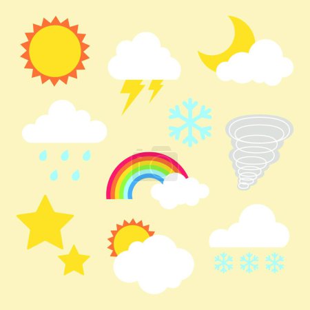 Illustration for Vector illustration of cartoon weather icons - Royalty Free Image