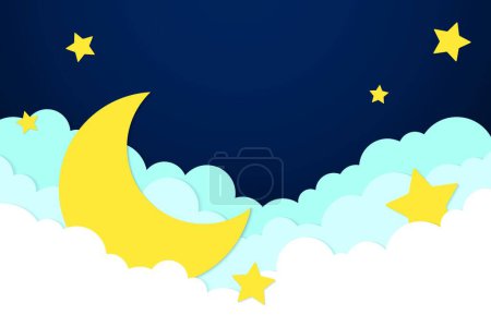 Ilustración de Fondo con luna y estrellas - Imagen libre de derechos